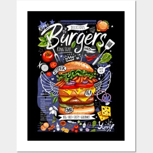 Food, fast food, super, king size, burger, hamburger, cheeseburger Posters and Art